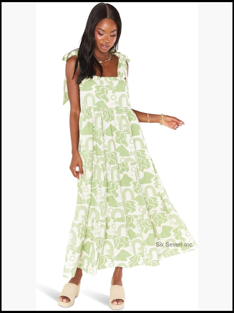 Linen Blend Maxi Dress With Adjustable Tie Straps